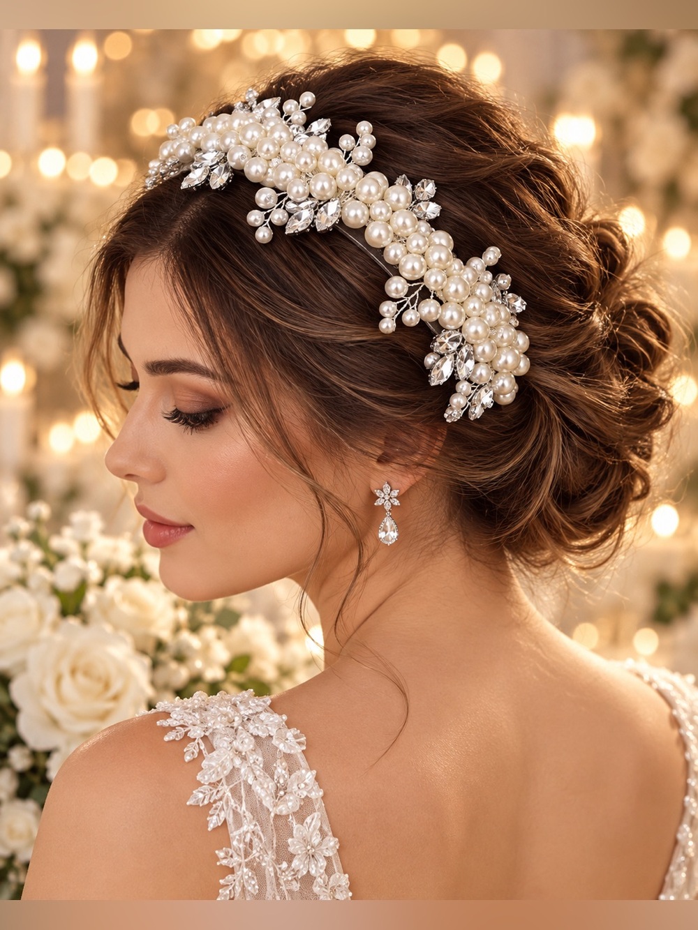 Pearl Crystal Bridal Headband Statement Wedding Hair Accessory Fifi’s Closet